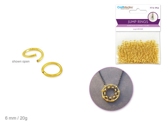 Jewelry Findings: 6mm Jump Ring x350 20g A) Gold
