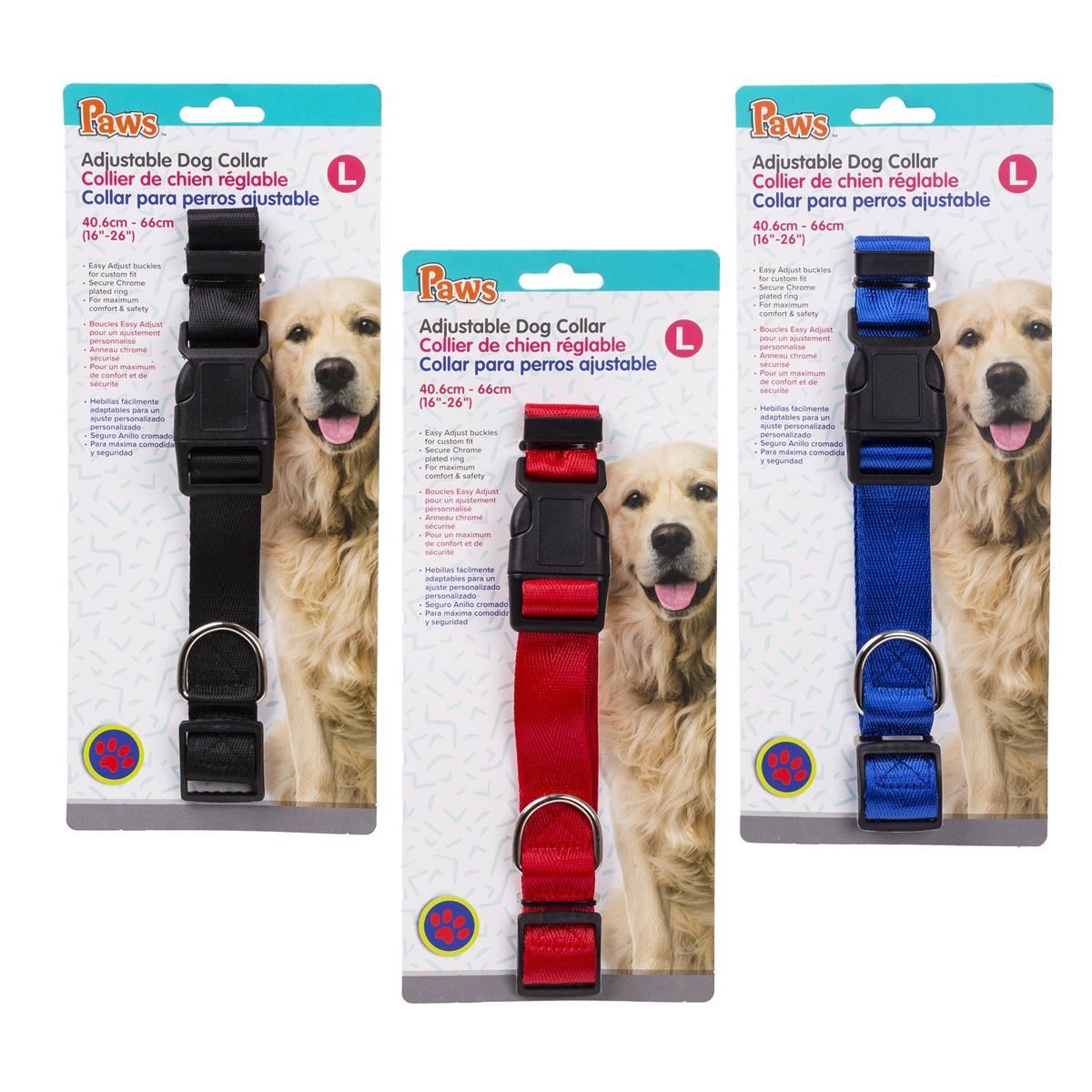 PAWS Adjustable Dog Collar (L), 3C, t.o.c.