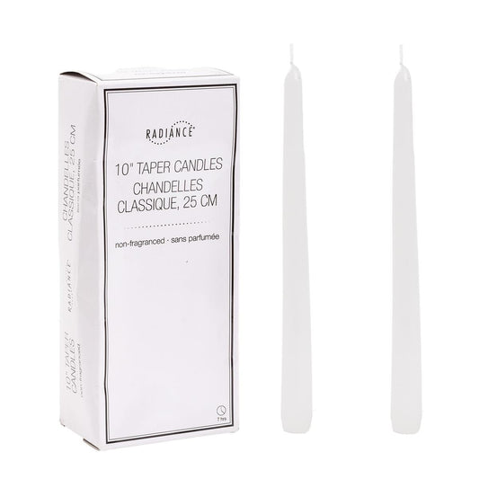 KG Radiance 10" Unscented Taper White, 7Hrs (Az)