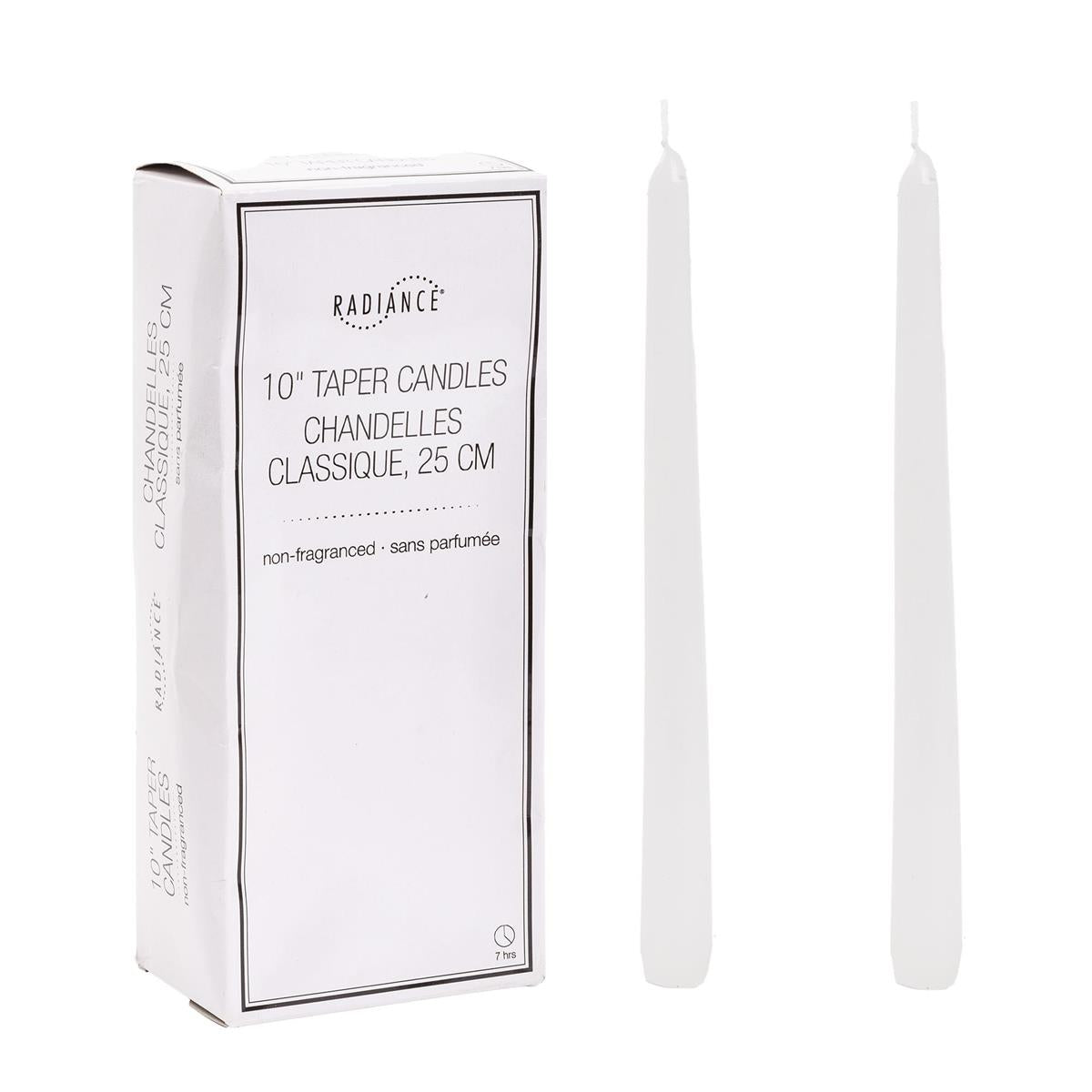 KG Radiance 10" Unscented Taper White, 7Hrs (Az)
