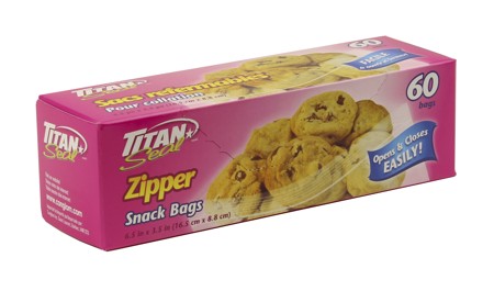 TITAN SNACK ZIPPER BAGS 60/PK
