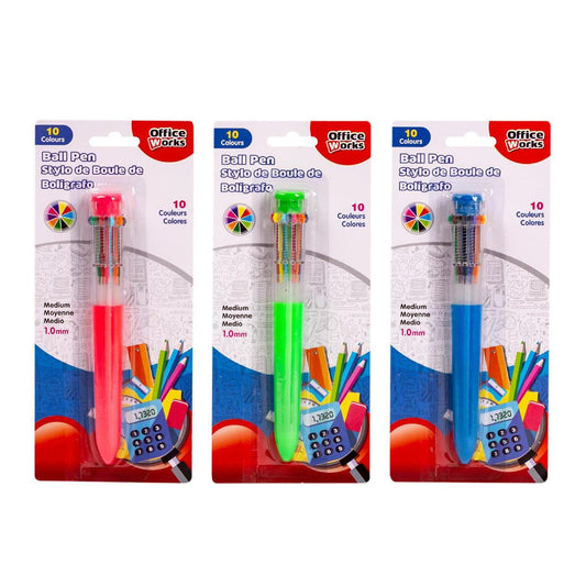 O.WKs. 10-Colour Ball Pen, 4 Colours, b/c