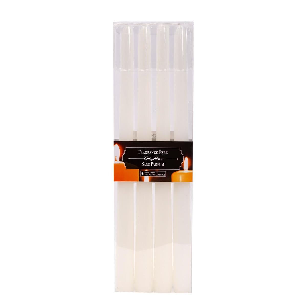 KG Enlighten 4Pk 12" Taper Candle, White, Unscented (Az)