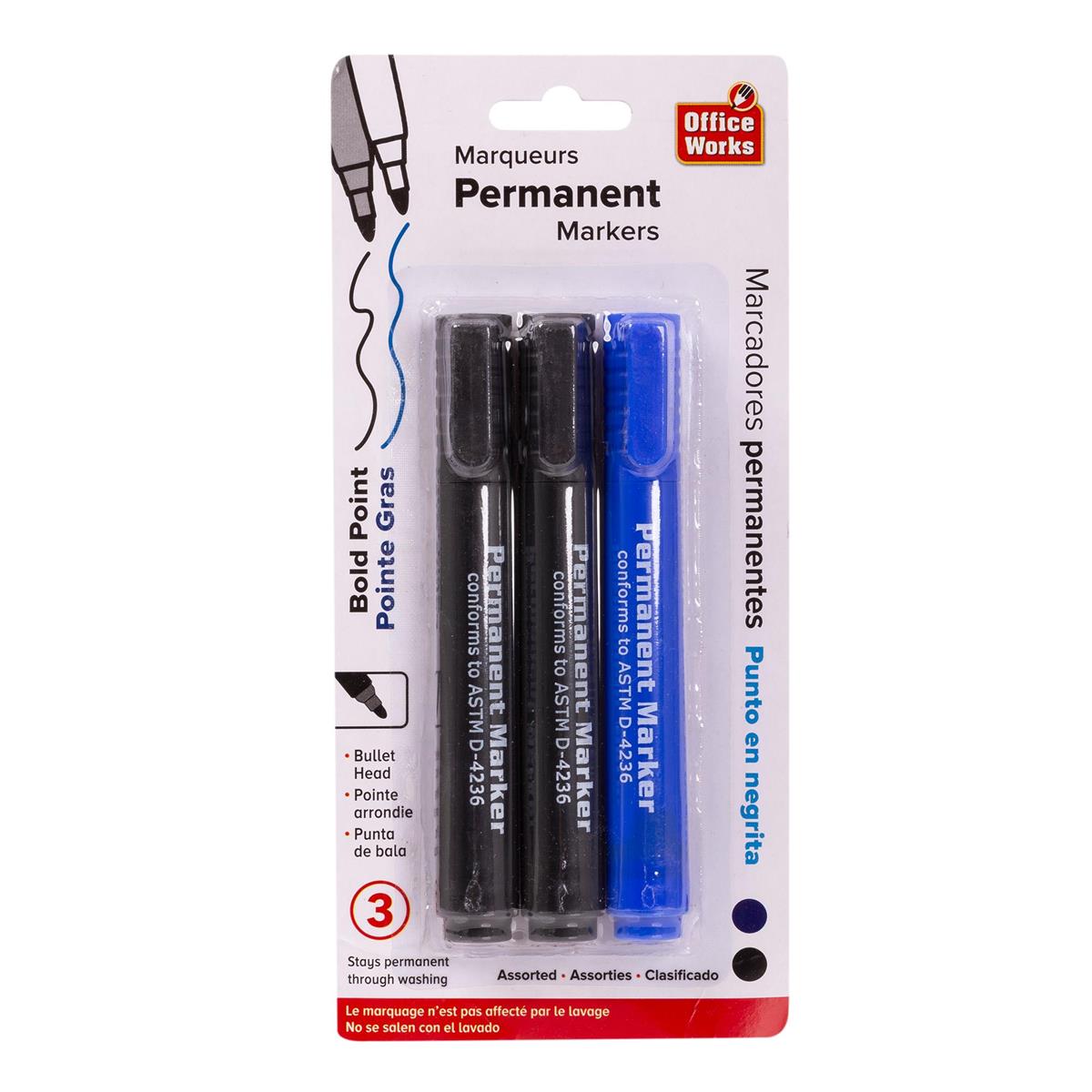 O.WKs. 3-pc Permanent Markers, 2 Colours, b/c (A115599)