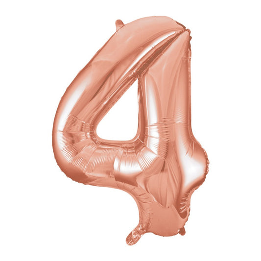 Rose Gold Number 4 Shaped Foil Balloon 34"  Packaged