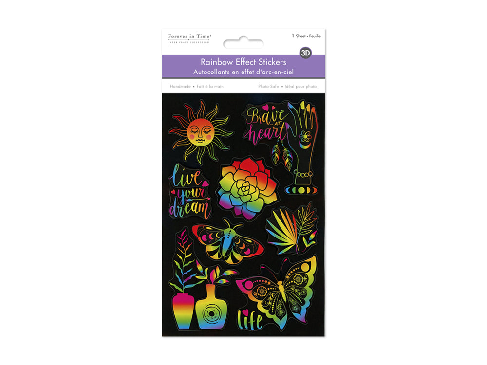 Handmade Sticker: 4.9"x7.3" 3D Rainbow Effect A) Brave At Heart