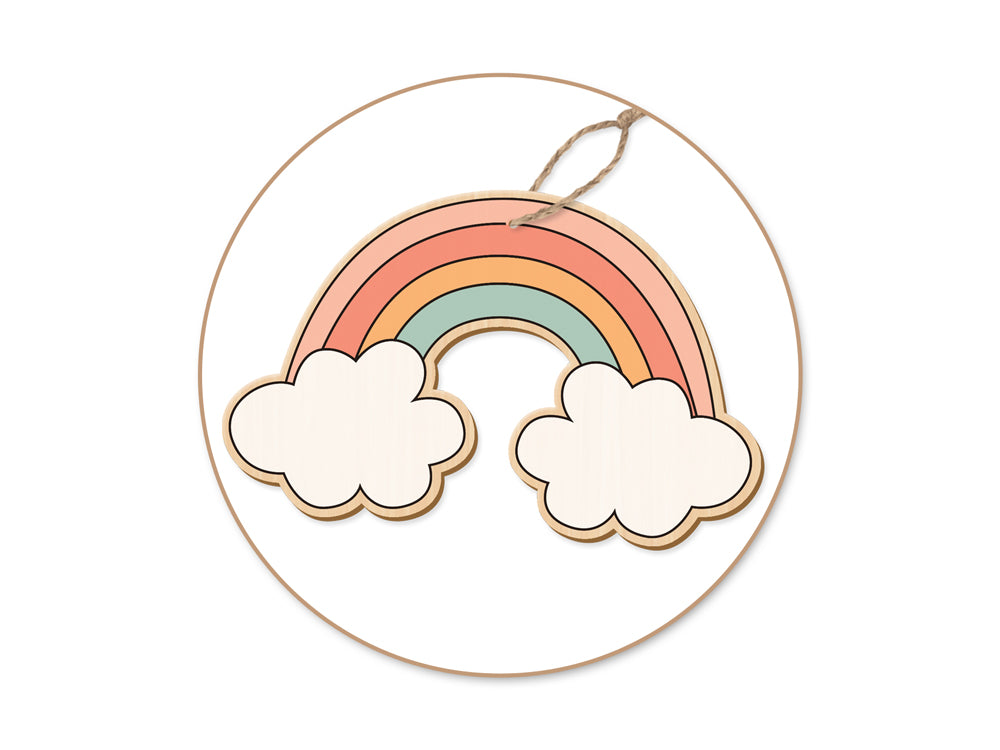 Wood Craft: Wood Ornaments x2 Asst Printed w/Jute Cord Hanger C) Unicorn