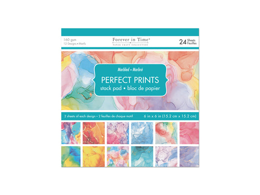 Paper Pads: 6"x6" Perfect Prints Stack Packs x24 Assorted S) Marbled
