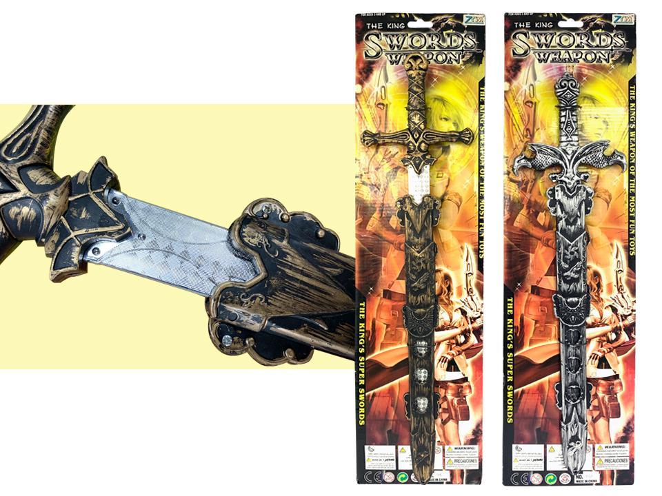 22â€ Plated Blade Knight Sword w/ Sheath, 2 /c, silver blade, TOC