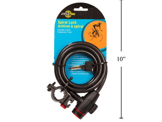 CYCLEPRO Spiral Lock w/ 2 keys, t.o.c. length at 180cm