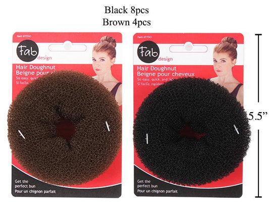 Fab Design Hair Doughnut, 2 col. 8 blk/4 brunette, t.o.c