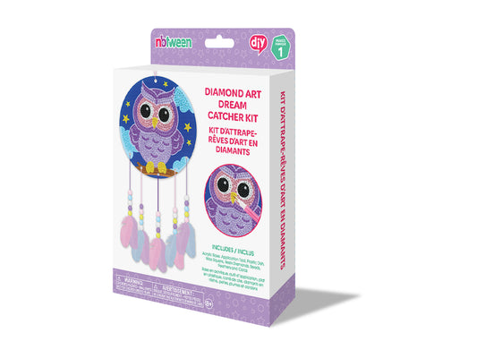 Craft Medley Kit: DIY Diamond Painting Dream Catcher Kit A) Night Owl