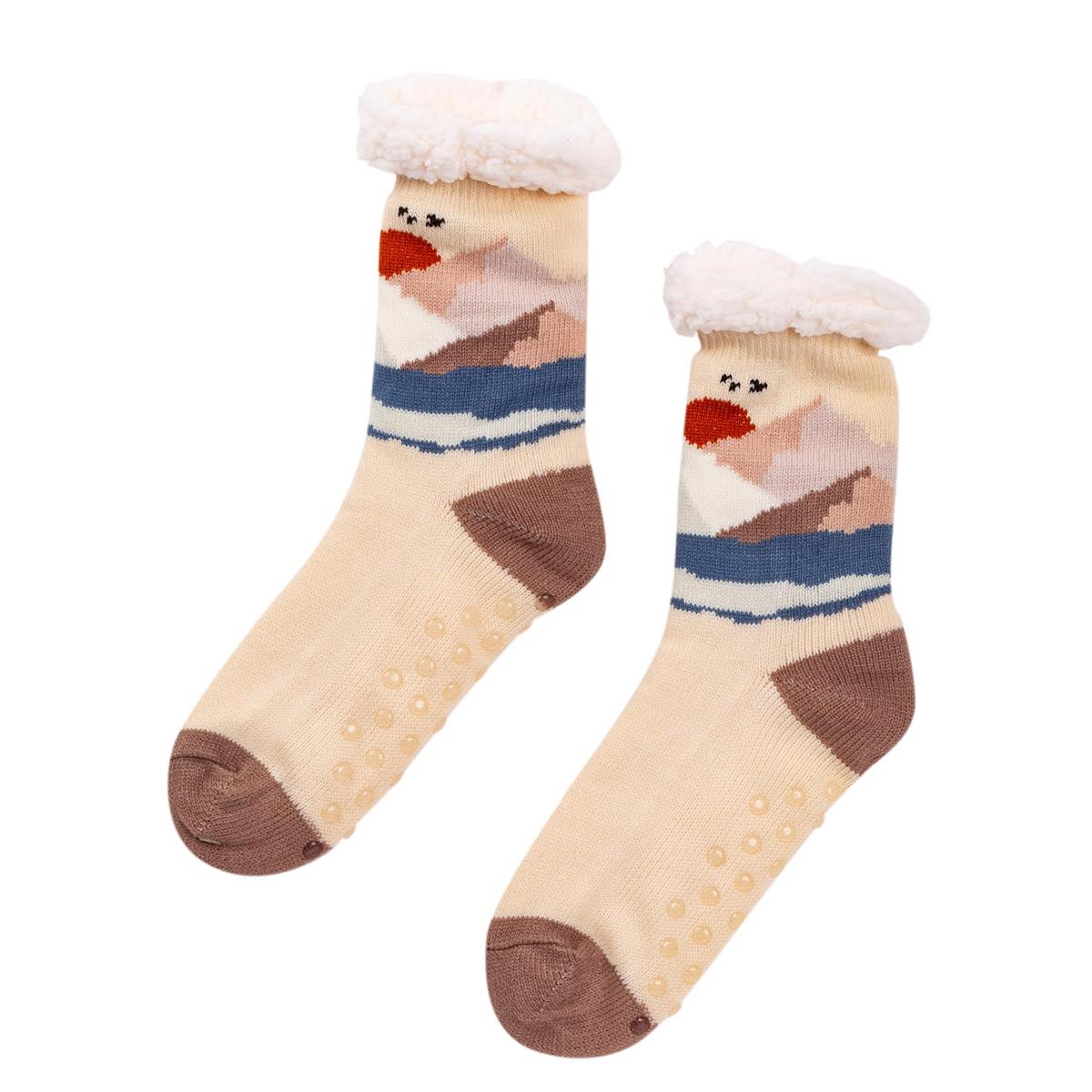 Nordic T. Landscape Sherpa Socks, Non-Slip Grip, 3 asst, header card