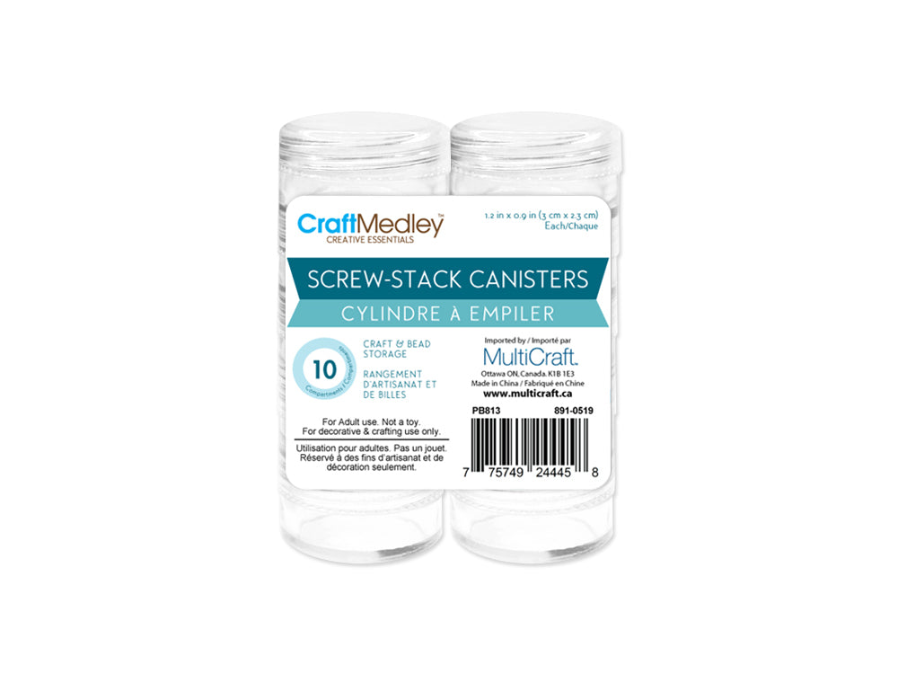 Craft/Bead Storage: 1.2"x0.9" Screw-Stack Canisters x10