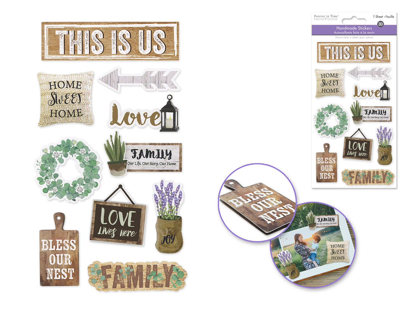 Handmade Sticker: 4.4"x7.5" 3D Themed Elements I) This Is Us