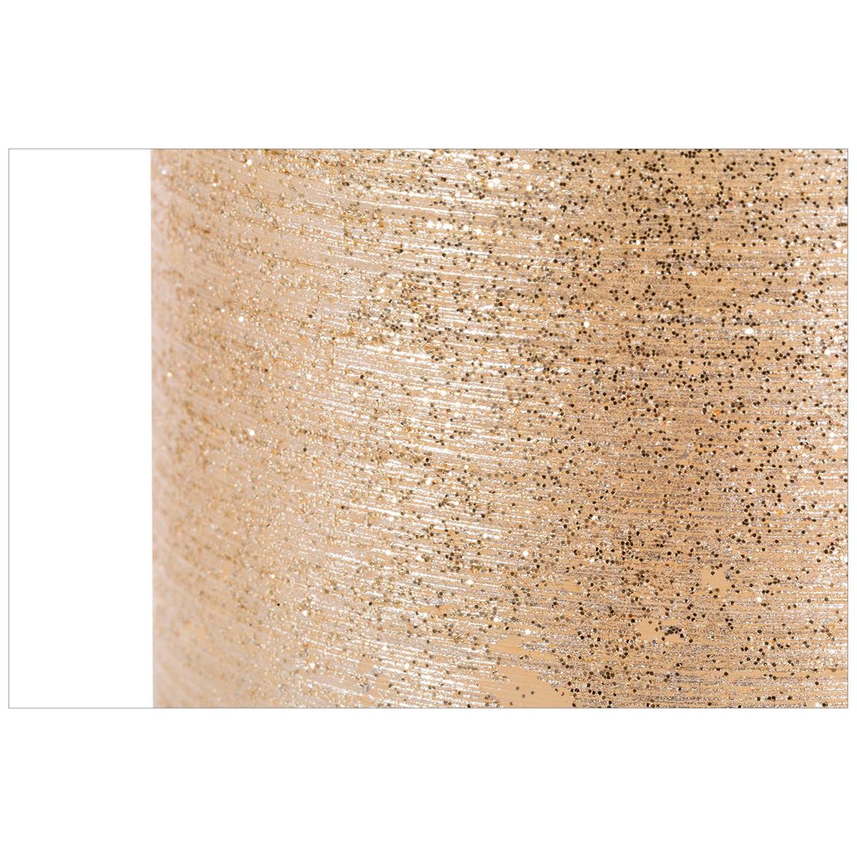 Enlighten 2.95"x2.95" Metallic Gold Pillar Candle w/Glitter, label