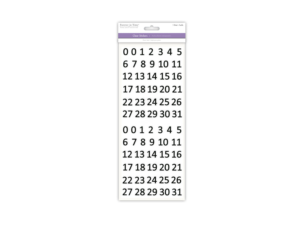 Paper Craft Sticker: 5"x12" Letters & Numbers Medley Clear N) Calendar Black 0.5"