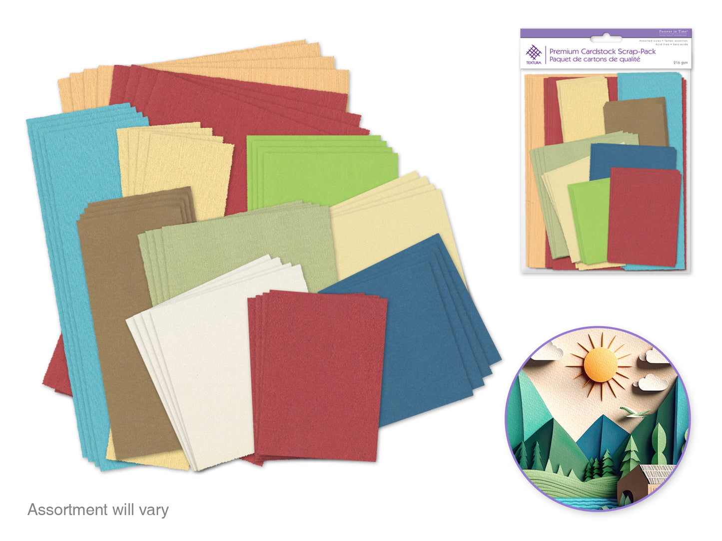 Scrap-Pack: 1/2lb Textura Premium Cardstock Asst Sizes Acidfree