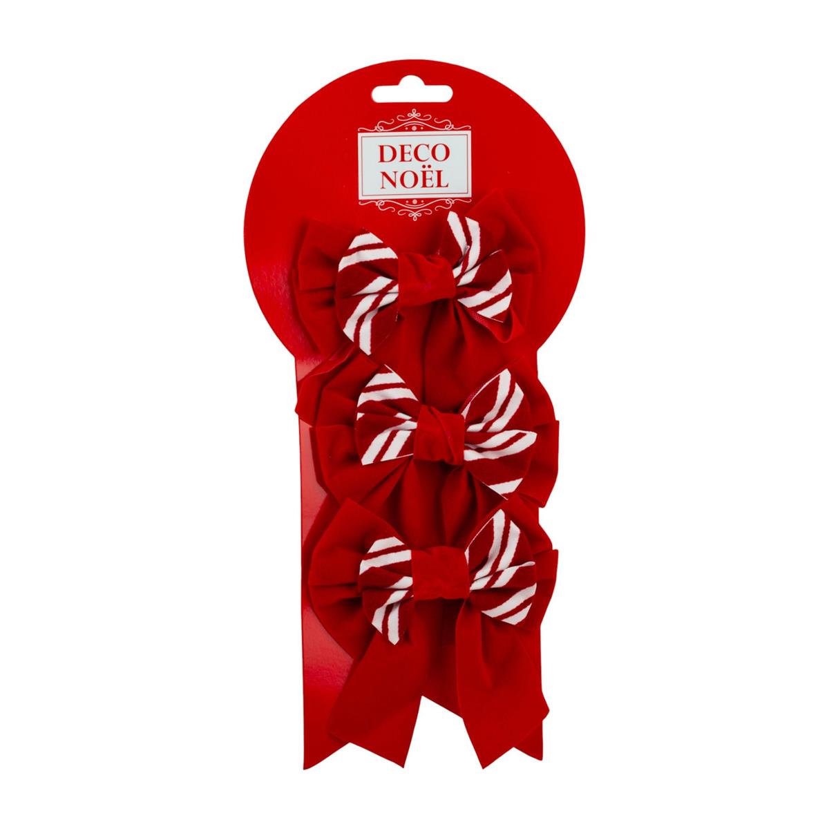 Deco N. Xmas 3pk Bow DÃƒÂ©cor, 4x4.5", t.o.c