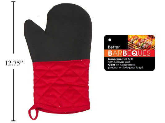 BBQ Neoprene Grill Mitt w/Canvas Long Cuff, 6.7"x12.6'', header