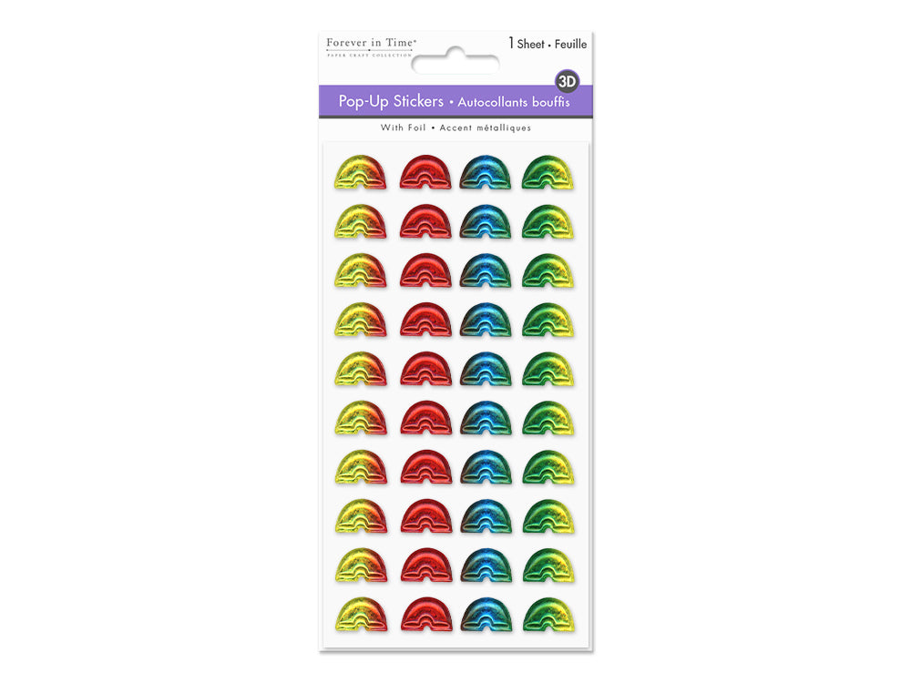 Paper Craft Sticker: 3.7"x6.9" 3D Pop-Up Foil Rainbow Effects D) Rainbow