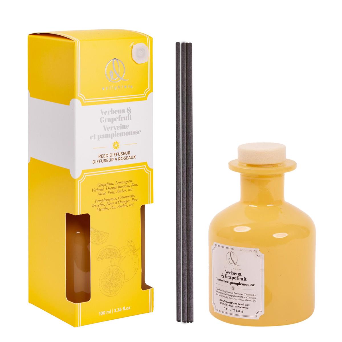 Enlighten 100ml Reed Diffuser, Verbena + Grapefruit, Gift Boxed