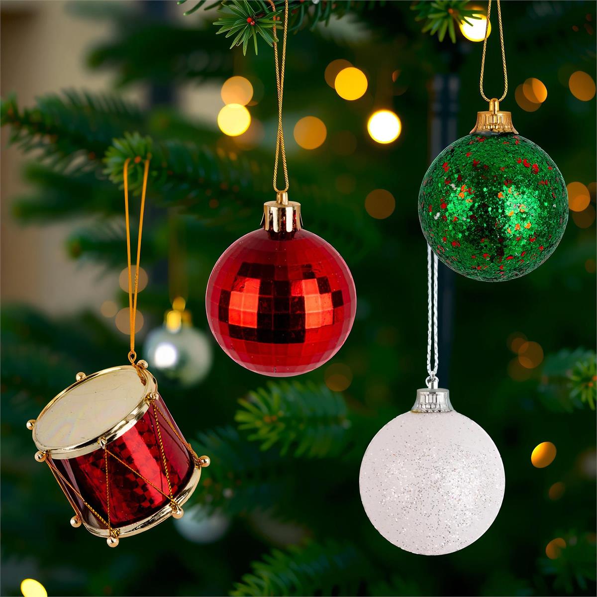 Deco N  16pk  Christmas Metallic Ball Ornament set. PVC box w/color label, Ornament size, dia 2",