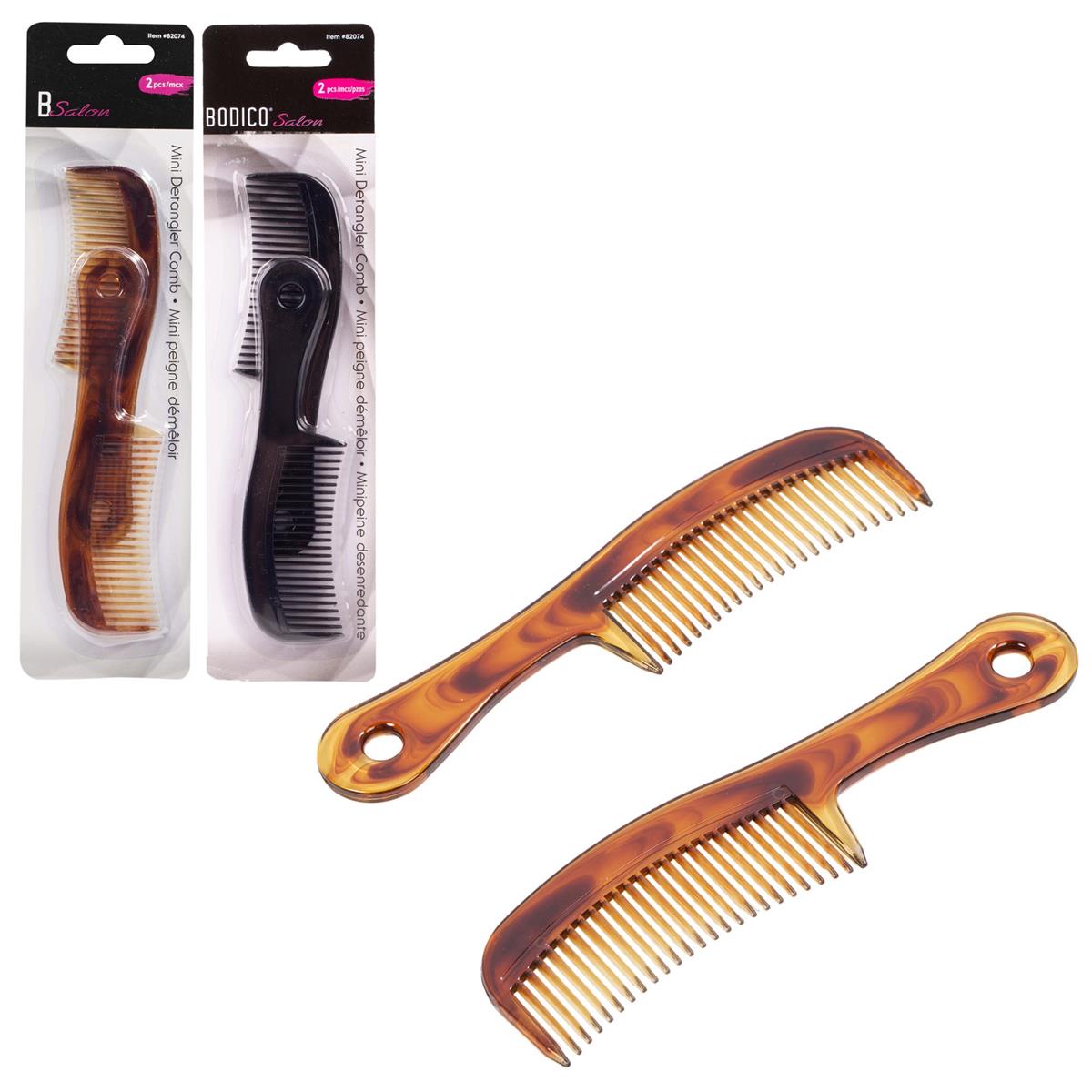 Bodico 2-pc Mini Detangler Comb, 2 col., b/c(HZ)