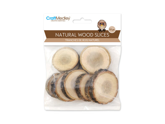 Craftwood: 2.5-4cmx0.8cm Natural Wood Trunk Slices x10