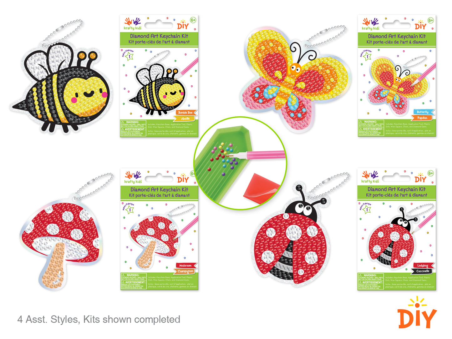 Krafty Kids Kit: Diamond Painting DIY Keychain Kit Assorted 1eax4styles A) Outdoor Splendor