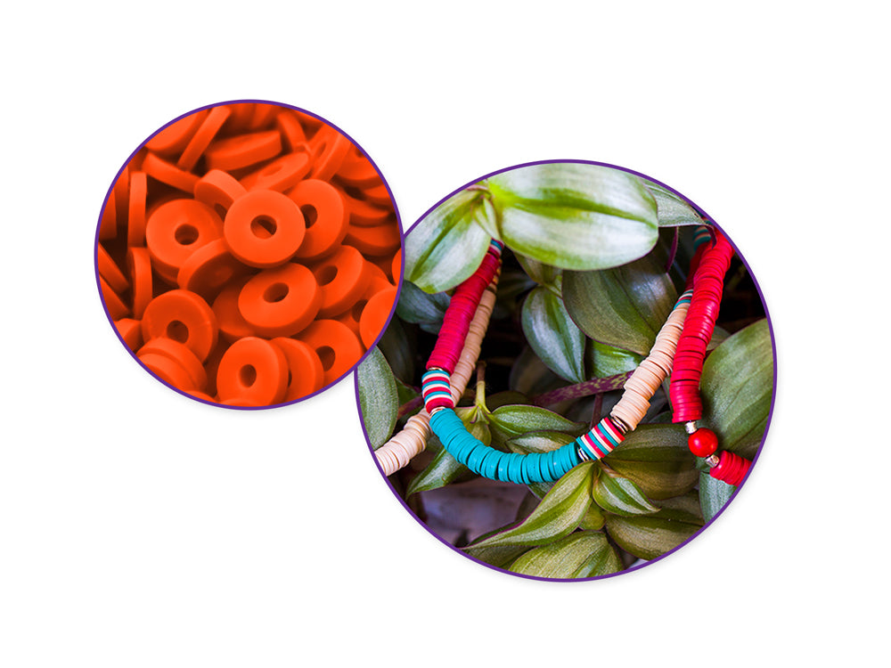 Polymer Clay Beads: 6mm Round Heishi 45g 3-Col 15g ea C) Tropicana