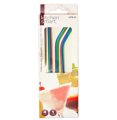 STAINLESS STEEL STRAWS- 4PCS+1 BRUSH-ARC-EN-CIEL