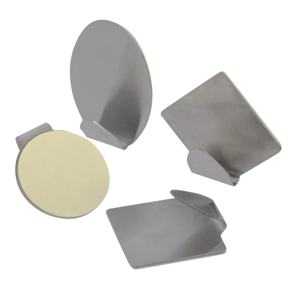 H.E. 4-pc S/S Hooks, Self Adhesive, 4 styles, b/c