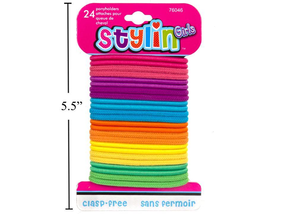 Stylin G, 24-PC Brights Ponyholders clasp free, h/c