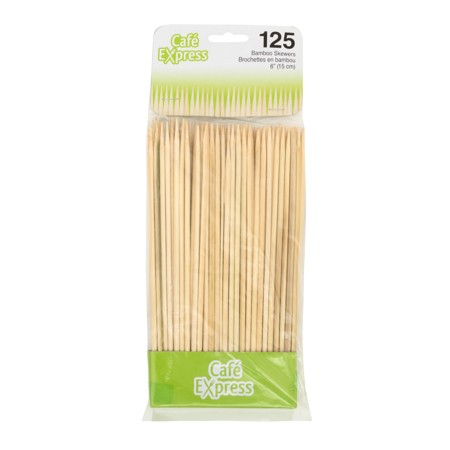 CAFE EXPRESS 6" BAMBOO SKEWERS 125/PACK x 24/CS