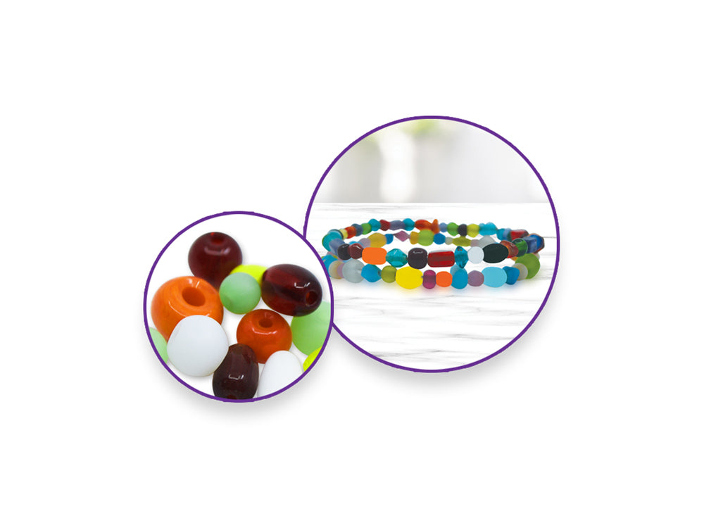 Glass Beads: 3mm-7mm Mix-Pack 30gms E) Tropicana