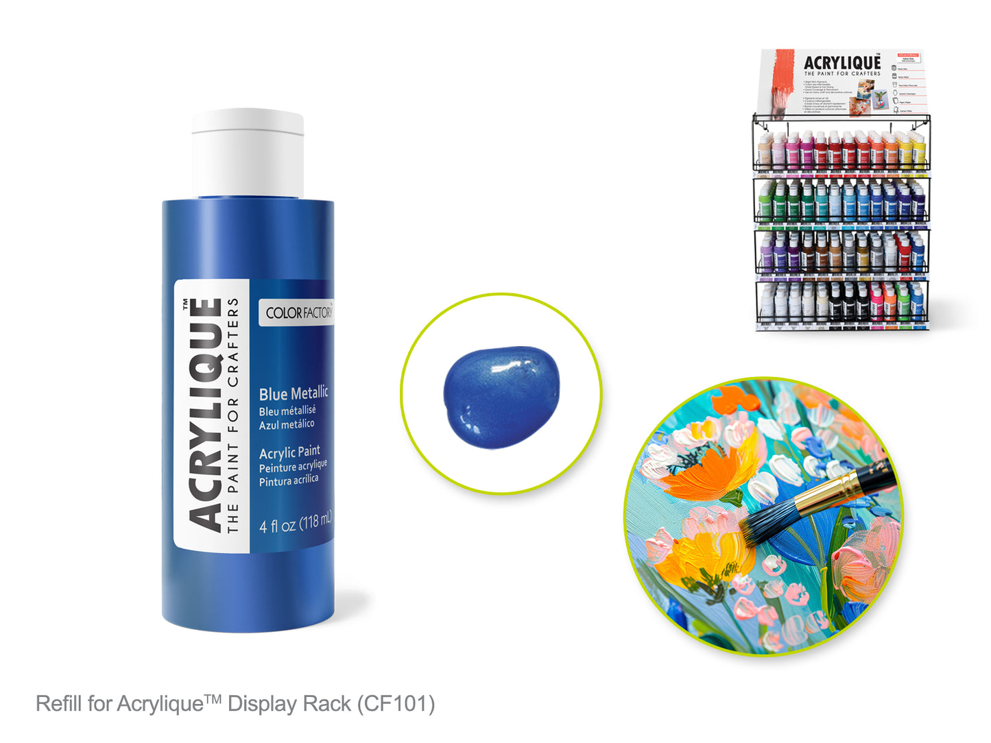 Color Factory: 4oz Acrylique Paint for Crafter's 188 Blue Metallic