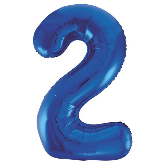 Royal Blue Number 2 Shaped Foil Balloon 34"  Packaged
