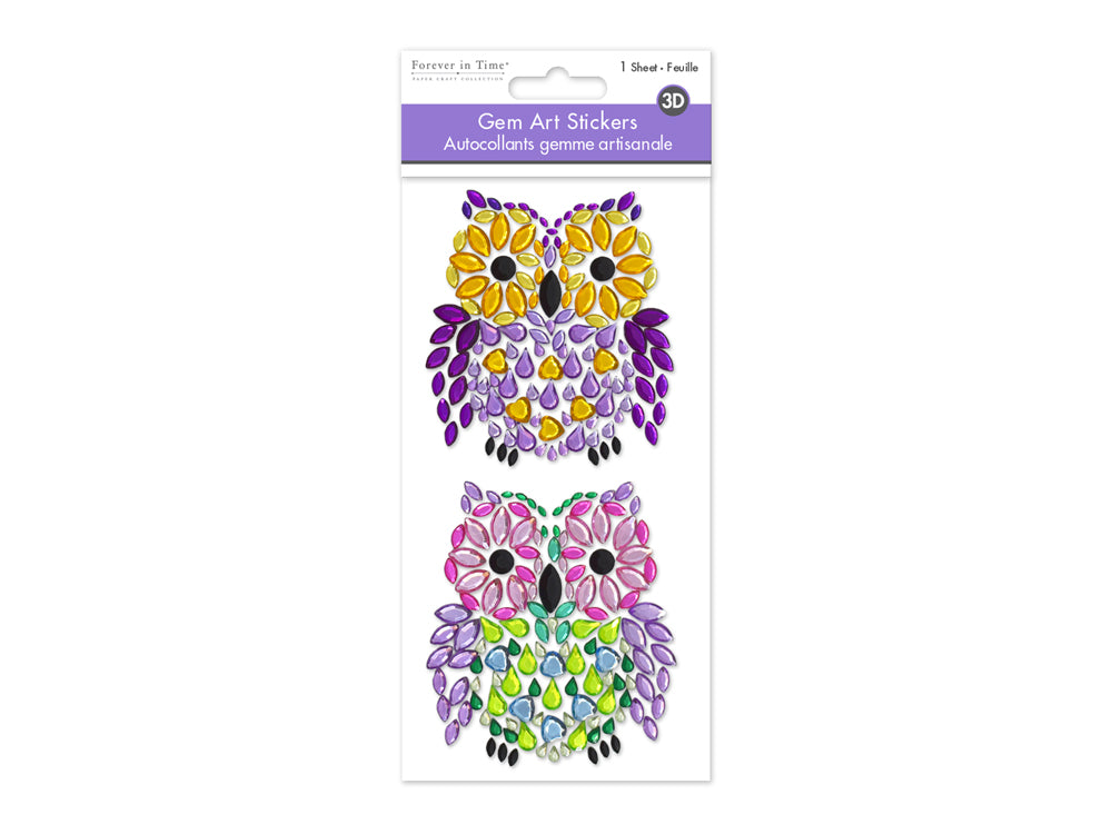 Paper Craft Sticker: 7.9"x3.9" Gem Art A) Owl