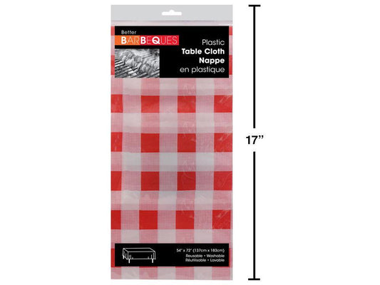 BBQ 54"x72" Plastic Tablecover- Red Gingham Design, pbh