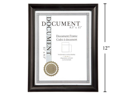 Document Frame, 8.5x11", Black PS, shrink, Glass Cover