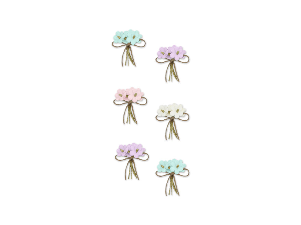 Floral Embellish: 3D Handmade Paper Daisy Bouquet 6pc Self-Stick w/Jute A) Pastel