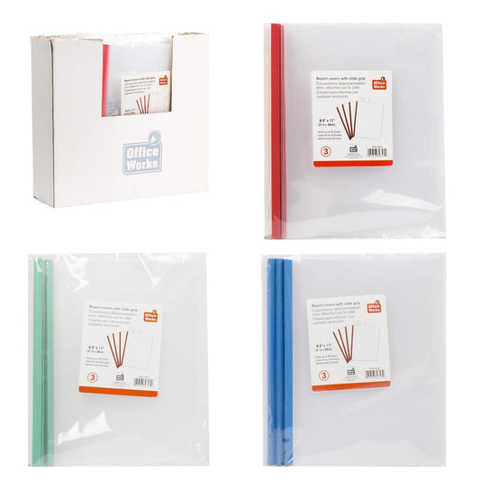 O.WKs. 3-pc  Pvc Report Cover w/Slde Gp8.5x11" 3C,24/dsp