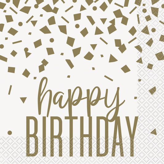 Confetti Gold Birthday Luncheon Napkins  16ct