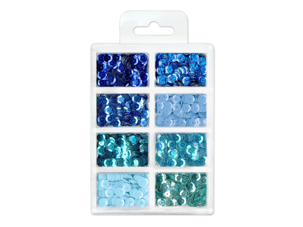 Craft Medley: 6mm Cup Sequins 25g Plastic Case 8-comp D) Rhythm 'n Blues