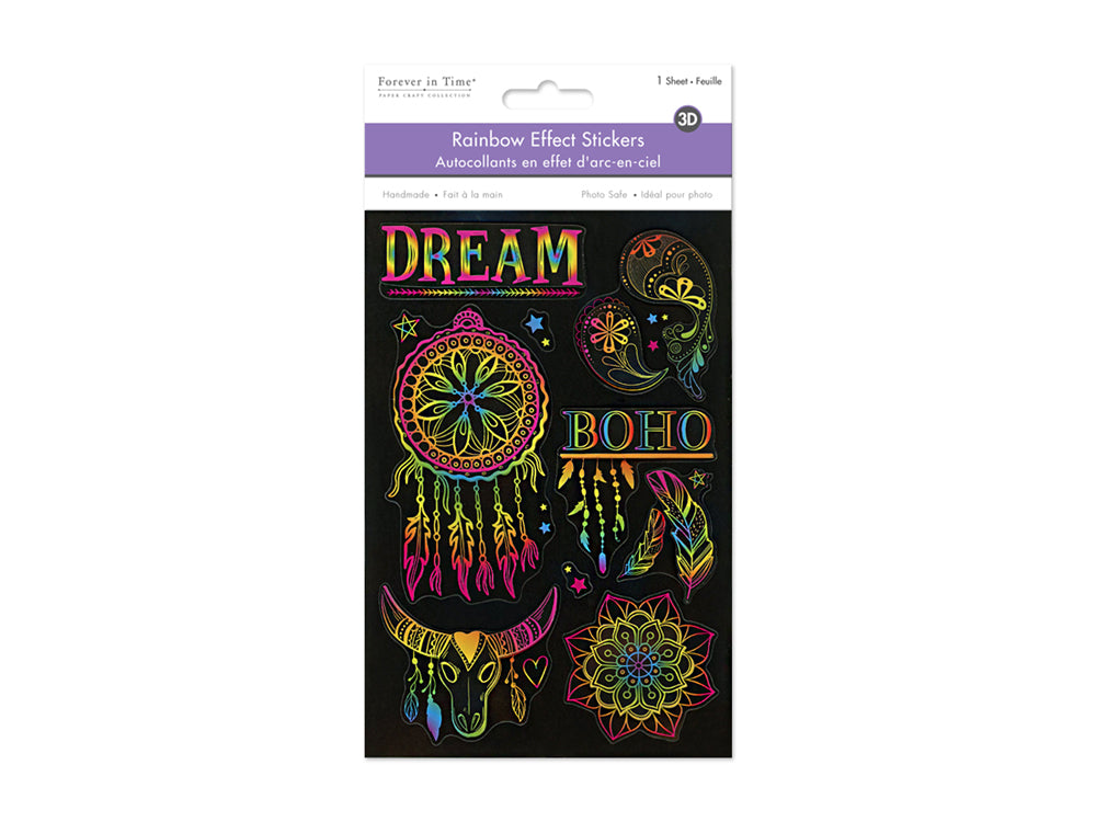 Handmade Sticker: 4.9"x7.3" 3D Rainbow Effect D) Dream