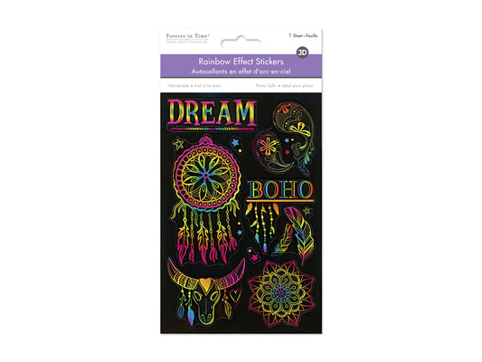 Handmade Sticker: 4.9"x7.3" 3D Rainbow Effect D) Dream