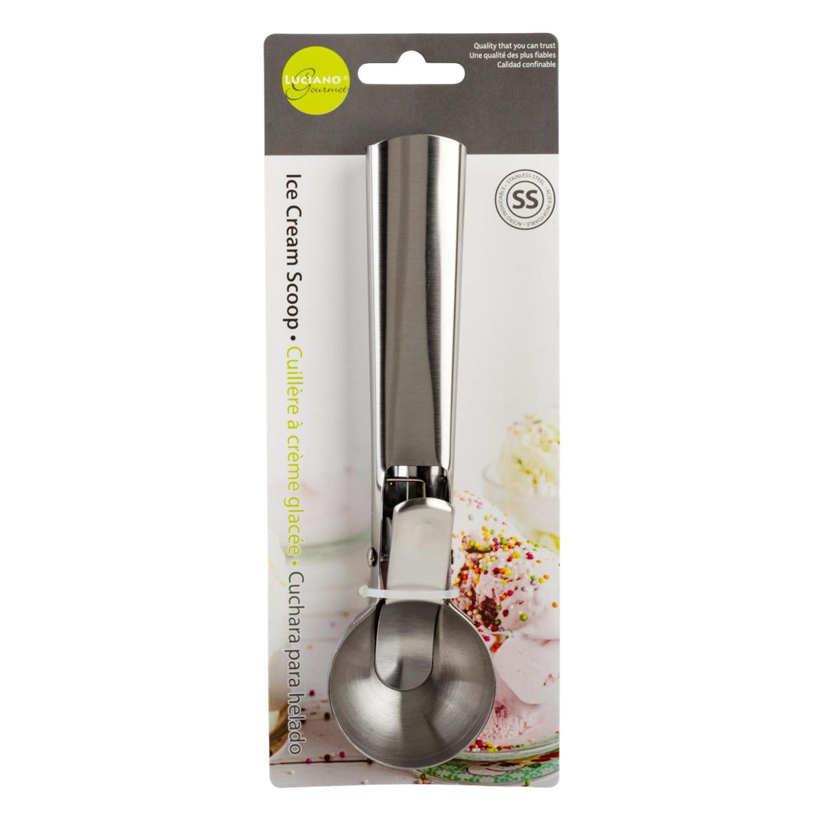 L.Gourmet  7.25"L Stainless Steel Ice Cream Scoop, t.o.c.