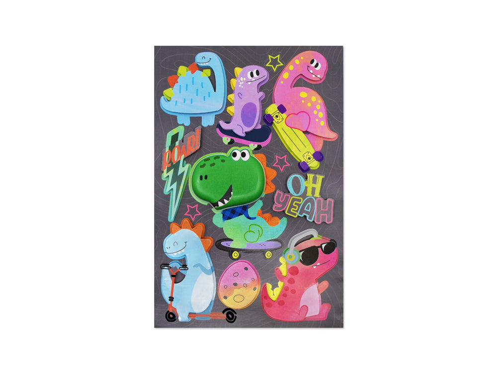 Handmade Sticker: 4.9"x7.3" 3D Big Puffy A) Dino