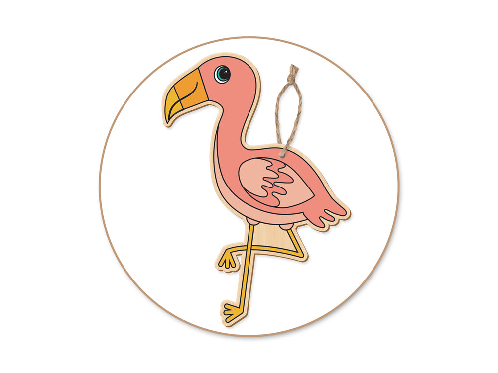 Wood Craft: Wood Ornaments x2 Asst Printed w/Jute Cord Hanger D) Tropicana